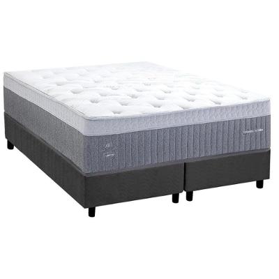 Cama Box Queen: Colchão Molas Ensacadas Herval C1739 + Base Crc Suede Gray (158x198)
