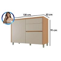 Balcão De Cozinha C- Tampo Condessa C- 1 Porta E 3 Gavetas 120cm Carvalho-greice - Nesher