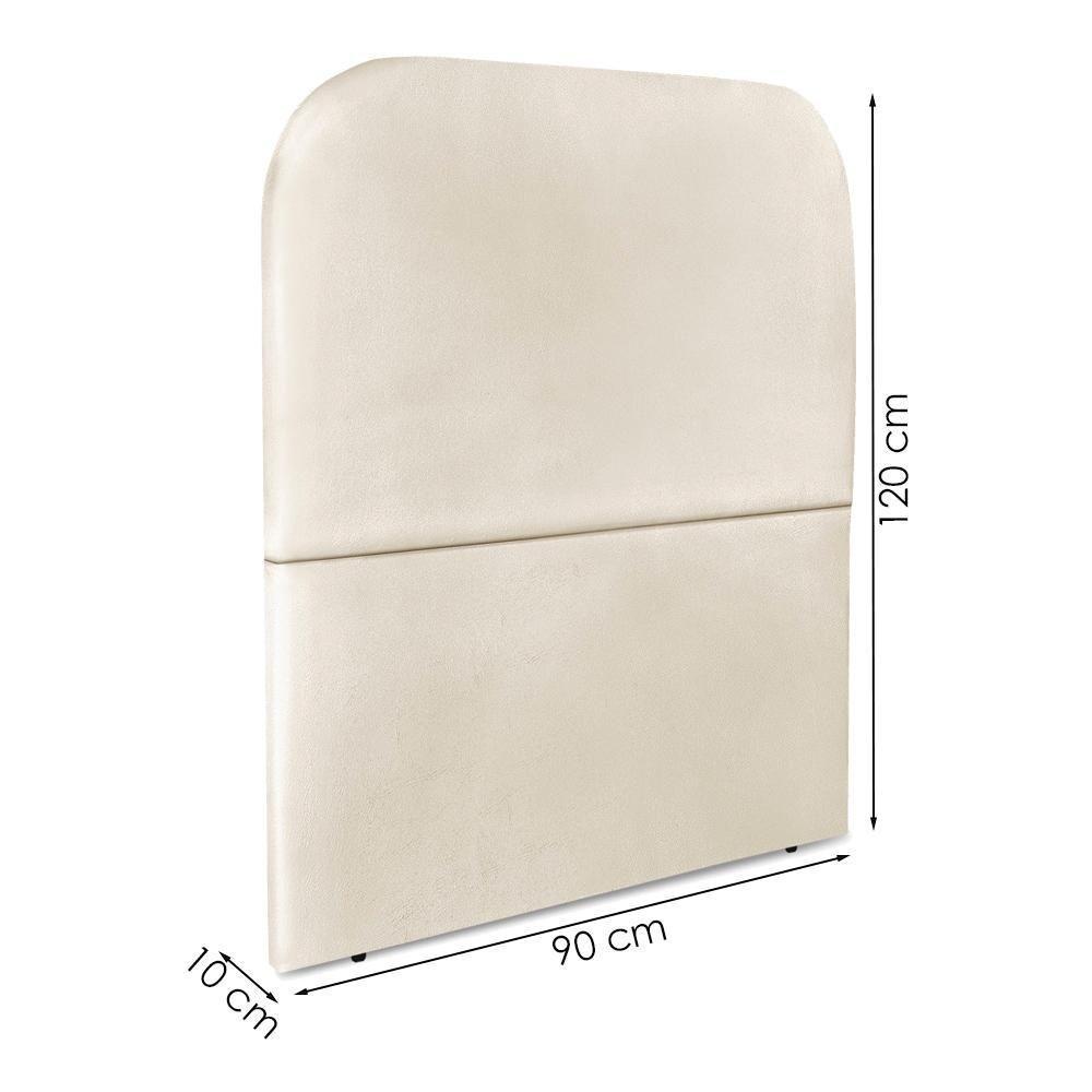 Cabeceira Solteiro 90 Cm Com Frame Alana Corino Bege Artte Bege - 3
