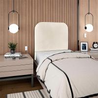 Cabeceira Solteiro 90 Cm Com Frame Alana Corino Bege Artte Bege - 8