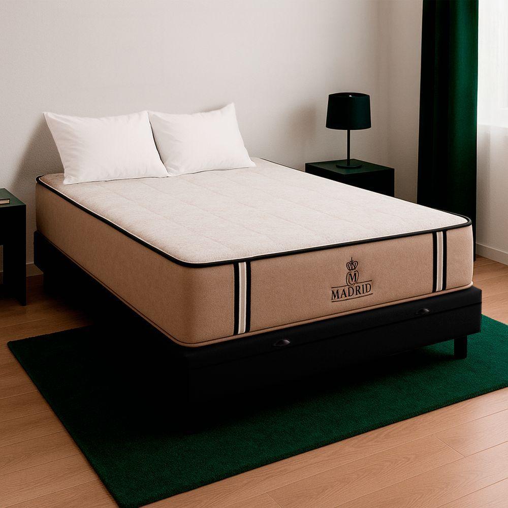 Cama Box Baú Viúvo E Colchão Madrid Molas V-store Cor:preto - 1