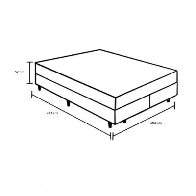 Cama Box King 193 Tecido Sintetico Preto Com Colchão Espuma D20 - Tampo Preto 12 Cm