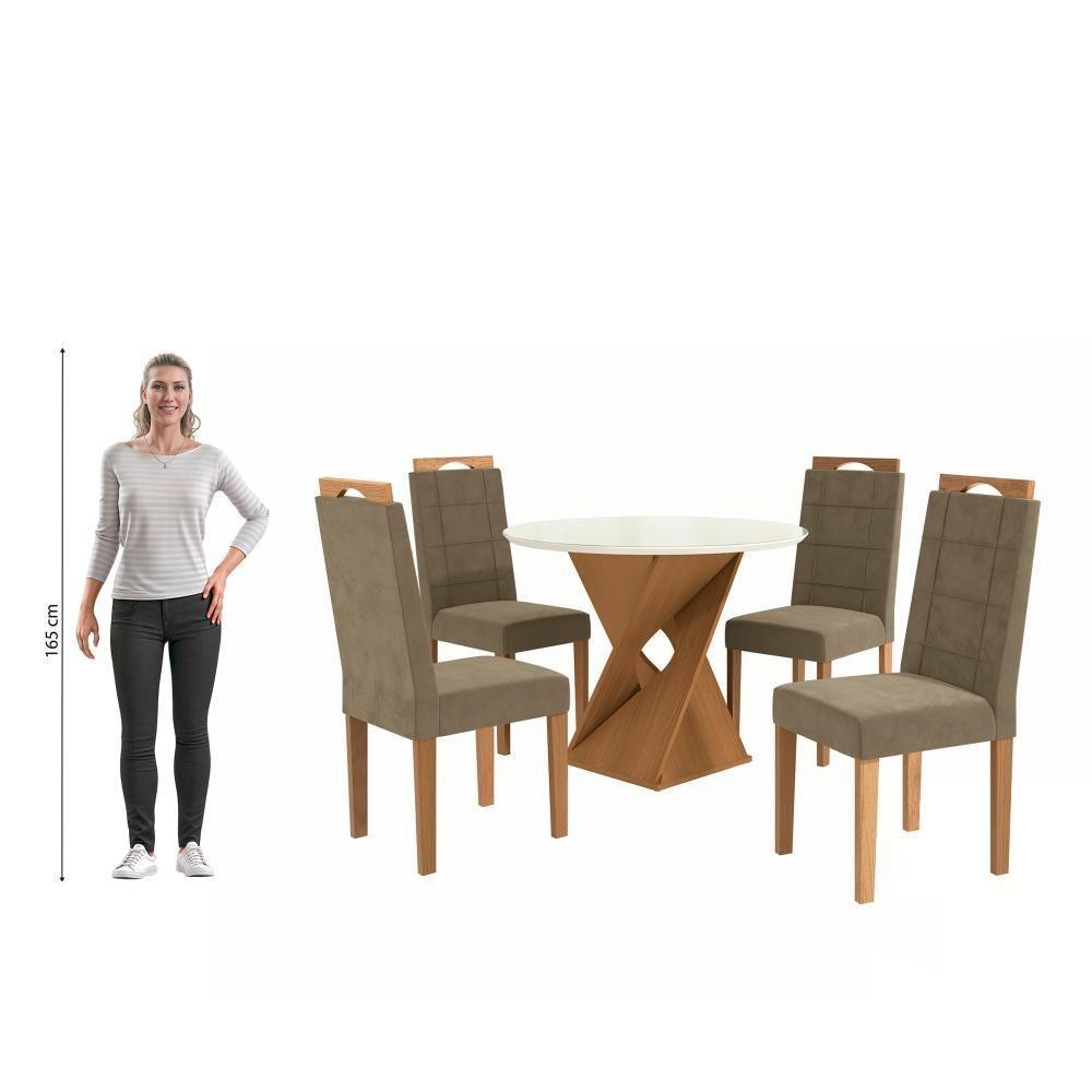 Conjunto Sala De Jantar Luna Kappesberg 4 Cadeiras Veludo Bege - 4