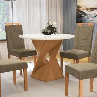 Conjunto Sala De Jantar Luna Kappesberg 4 Cadeiras Veludo Bege - 6