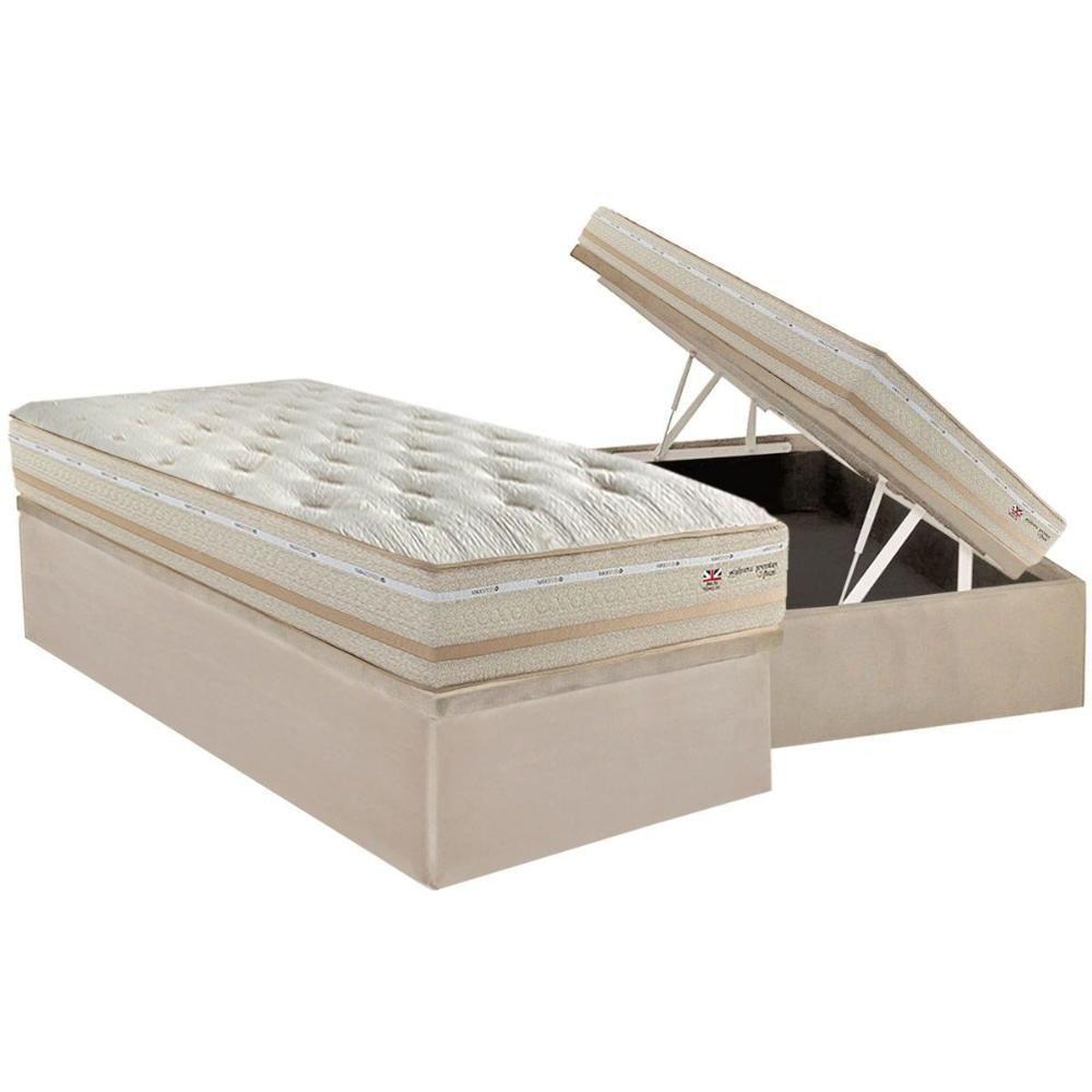 Conjunto Box Baú Solteiro: Colchão Molas Herval Maxspring C1626 + Base Crc Suede Clean (88x188) - 1