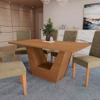 Conjunto Sala De Jantar Verbana Kappesberg 6 Cadeiras Veludo Bege - 6