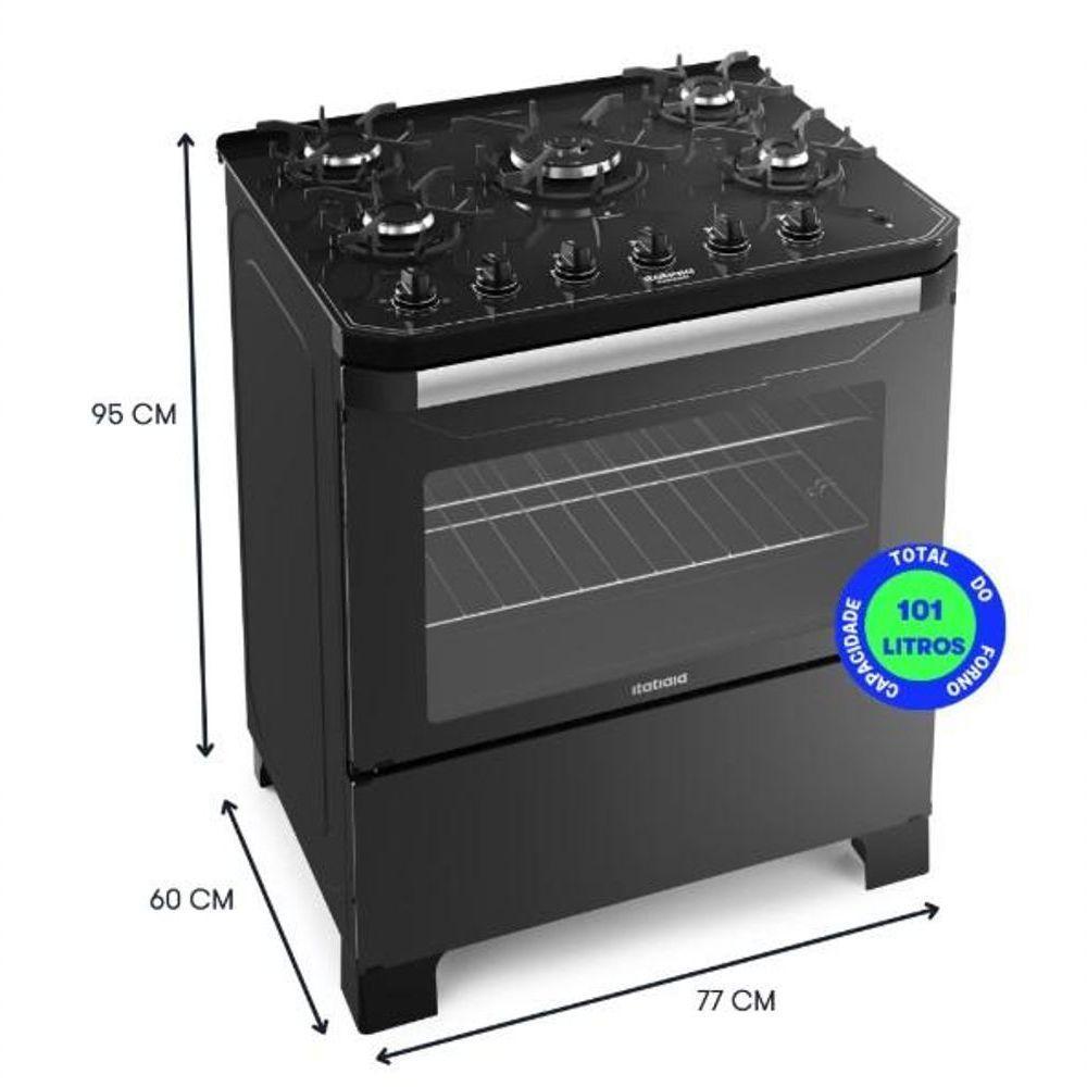 Fogão Itatiaia 5 Bocas Itamaster Preto Bivolt - 5