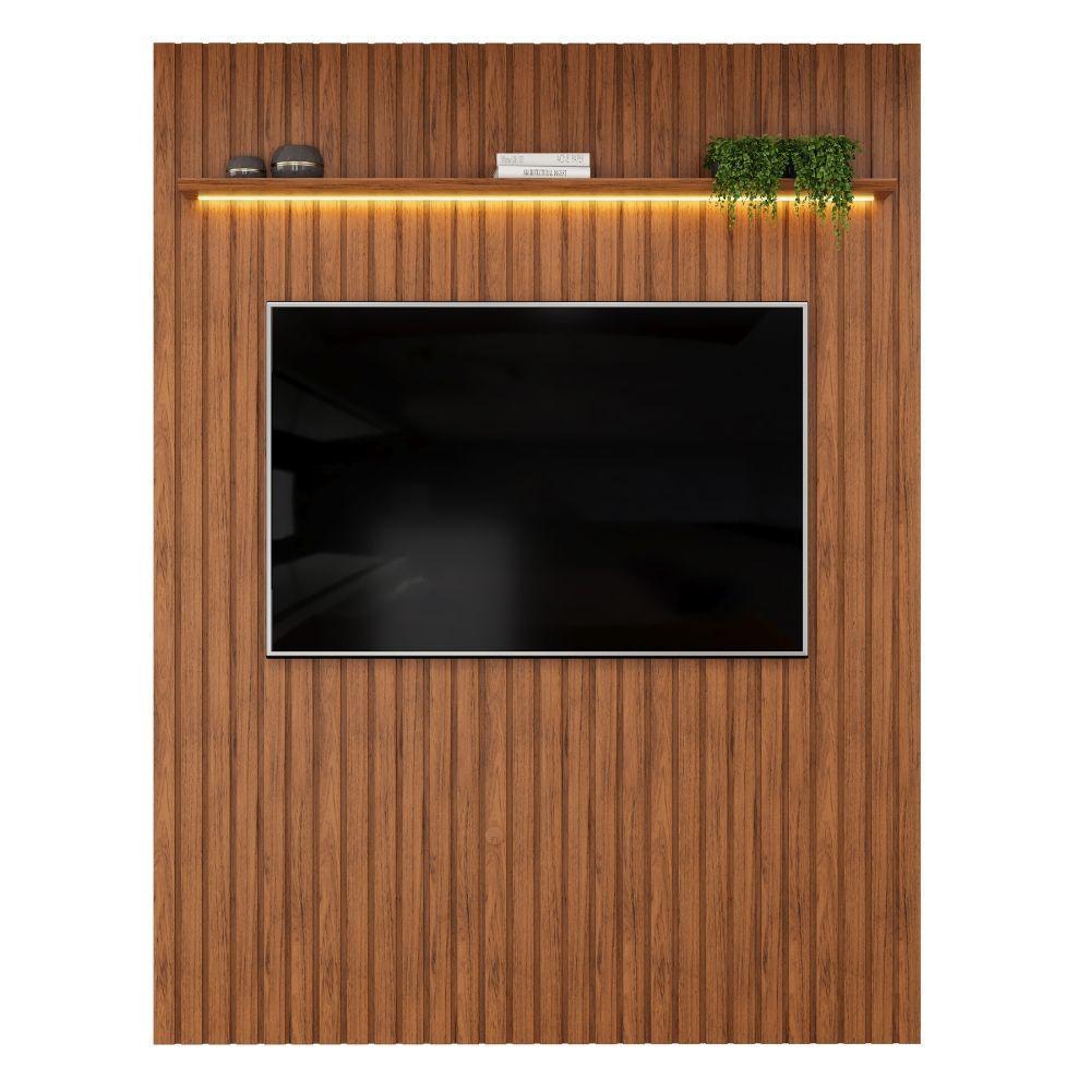 Painel Para Tv Até 65 Polegadas 1,83m Ripado Autêntico Com Led E Prateleira Montreal Madeirado Madeirado - 1