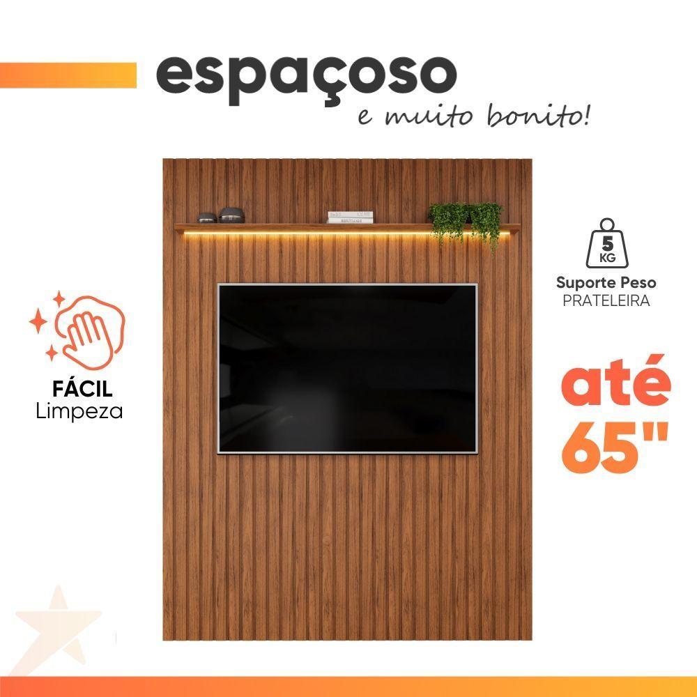 Painel Para Tv Até 65 Polegadas 1,83m Ripado Autêntico Com Led E Prateleira Montreal Madeirado Madeirado - 8