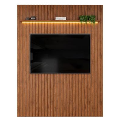 Painel Para Tv Até 65 Polegadas 1,83m Ripado Autêntico Com Led E Prateleira Montreal Madeirado Madeirado