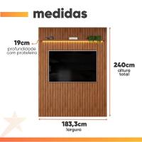Painel Para Tv Até 65 Polegadas 1,83m Ripado Autêntico Com Led E Prateleira Montreal Madeirado Madeirado - 3