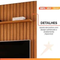 Painel Para Tv Até 55 Polegadas 1,43m Ripado Autêntico Com Led E Prateleira Montreal Madeirado Madeirado