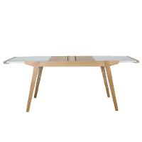 Mesa Jantar Extensível Embaú Nacional Móveis Retangular 140 Cm A 195 Cm Madeira Amêndoa Vidro Branco - 3