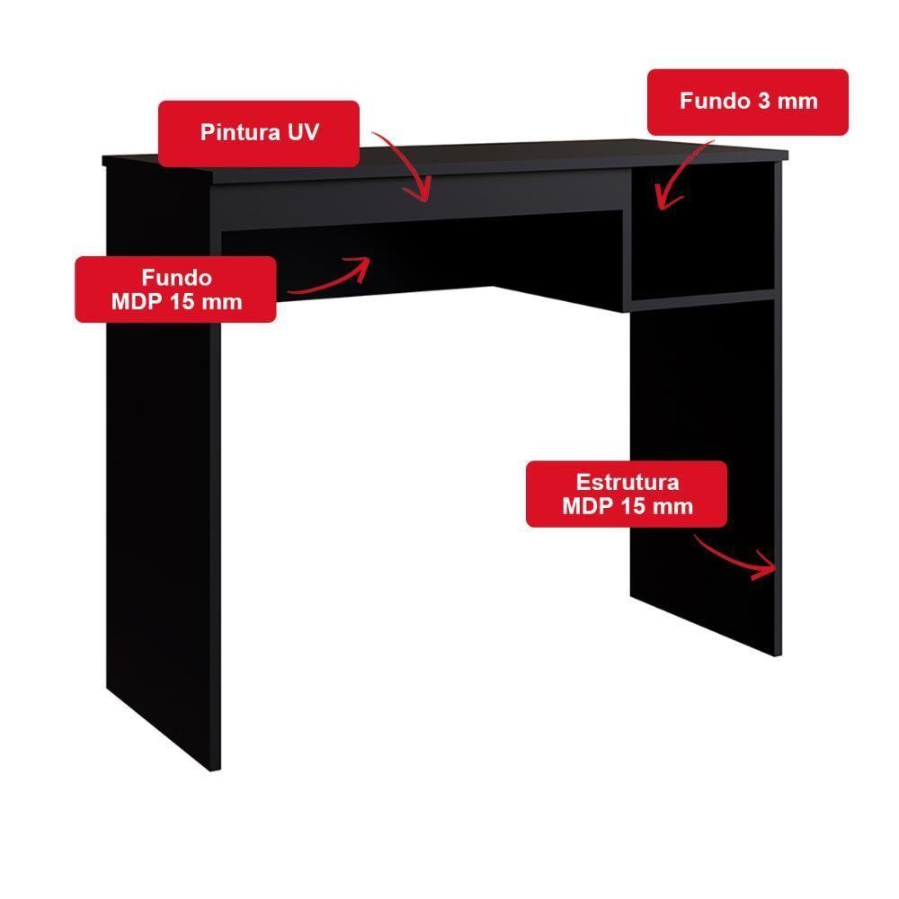 Mesa Escrivaninha Genialflex Linha Noronha Mdp 15mm Preta Preto - 3