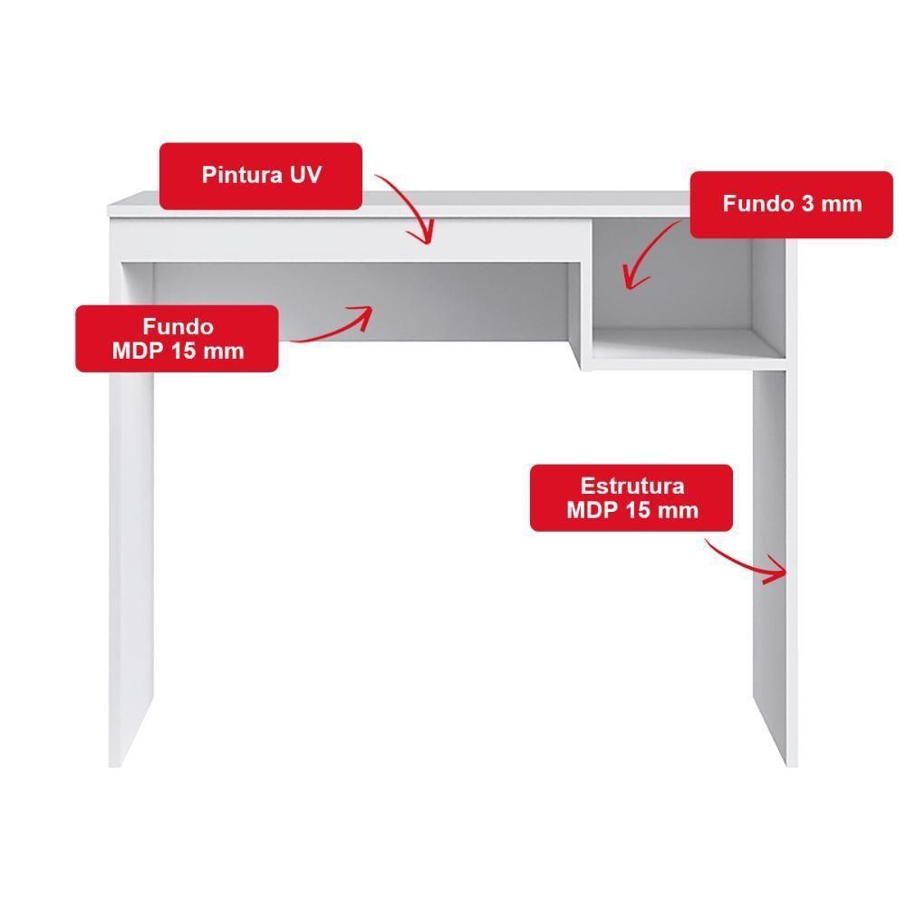 Mesa Escrivaninha Genialflex Linha Noronha Mdp 15mm Branca Branco - 3