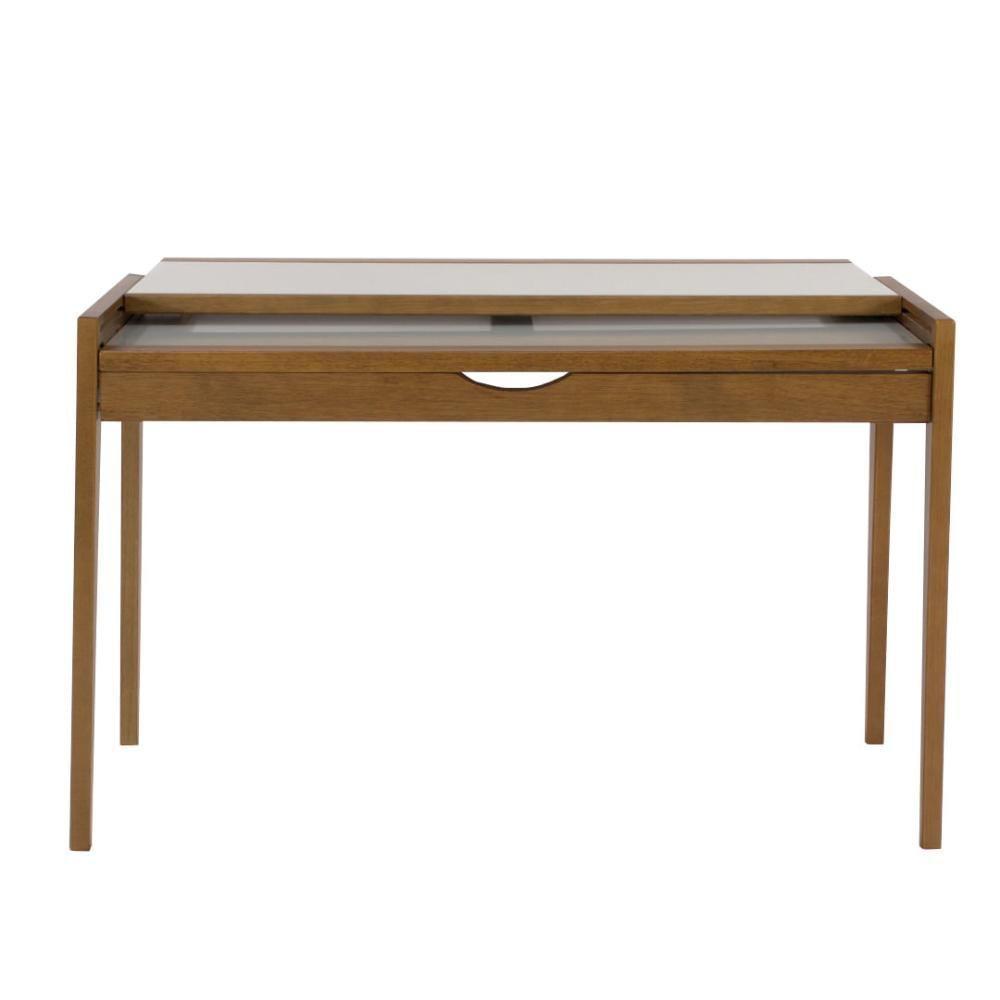 Mesa Aparador Extensível Seixas 106cm Vidro Branco Amêndoa - 4