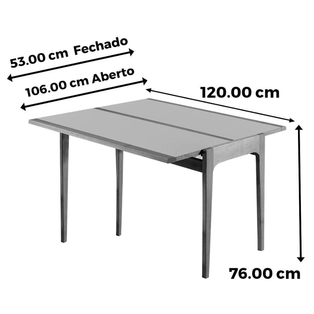 Mesa Aparador Extensível Seixas 106cm Vidro Branco Amêndoa - 5