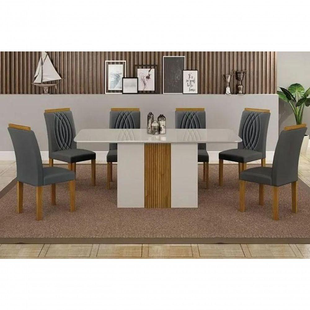 Mesa Doha 1,60 Off-decor Tampo Off C-vidro 6 Cadeiras Doha - 1