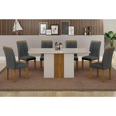 Mesa Doha 1,60 Off-decor Tampo Off C-vidro 6 Cadeiras Doha