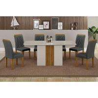 Mesa Doha 1,60 Off-decor Tampo Off C-vidro 6 Cadeiras Doha - 1