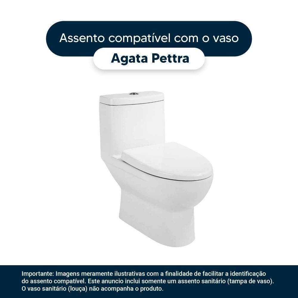 Tampa De Vaso Poliester Com Amortecedor Agata Branco Para Bacia Pettra 6lpf - 4