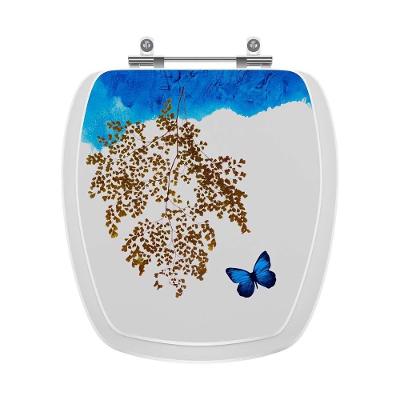 Tampa De Vaso Decorado Borboleta Mondialle Para Bacia Mondialle
