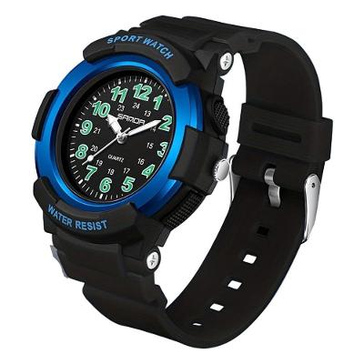 Relógio De Quartzo Sandavisor Analógico Minimalista Preto E Azul