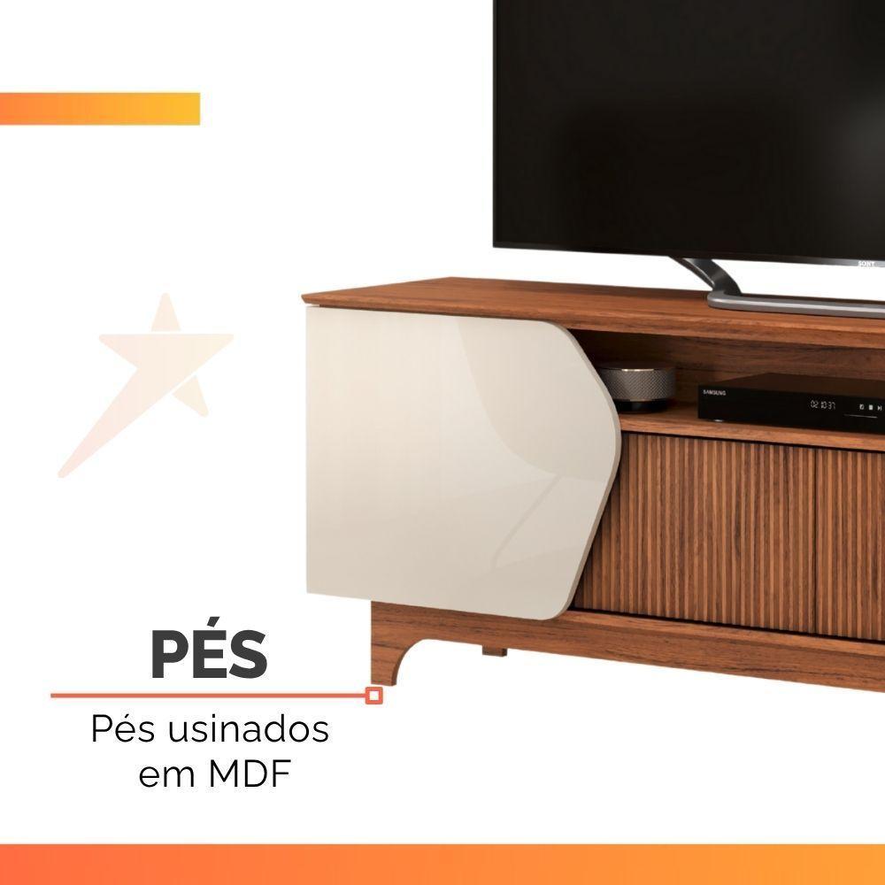 Rack Bancada Para Tv Até 75 Polegadas 1,83m 4 Portas Frisado Heloisa Off White/madeirado Off White / Madeirado - 7