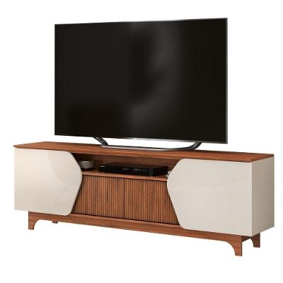 Rack Bancada Para Tv Até 75 Polegadas 1,83m 4 Portas Frisado Heloisa Off White/madeirado Off White / Madeirado