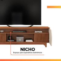 Rack Bancada Para Tv Até 75 Polegadas 1,83m 4 Portas Frisado Heloisa Off White/madeirado Off White / Madeirado