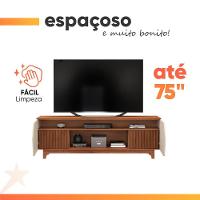 Rack Bancada Para Tv Até 75 Polegadas 1,83m 4 Portas Frisado Heloisa Off White/madeirado Off White / Madeirado - 8