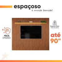 Painel Para Tv Até 90 Polegadas 2,75m Ripado Autêntico Com Led E Prateleira Montreal Madeirado Madeirado - 3