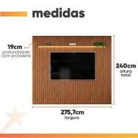 Painel Para Tv Até 90 Polegadas 2,75m Ripado Autêntico Com Led E Prateleira Montreal Madeirado Madeirado - 5