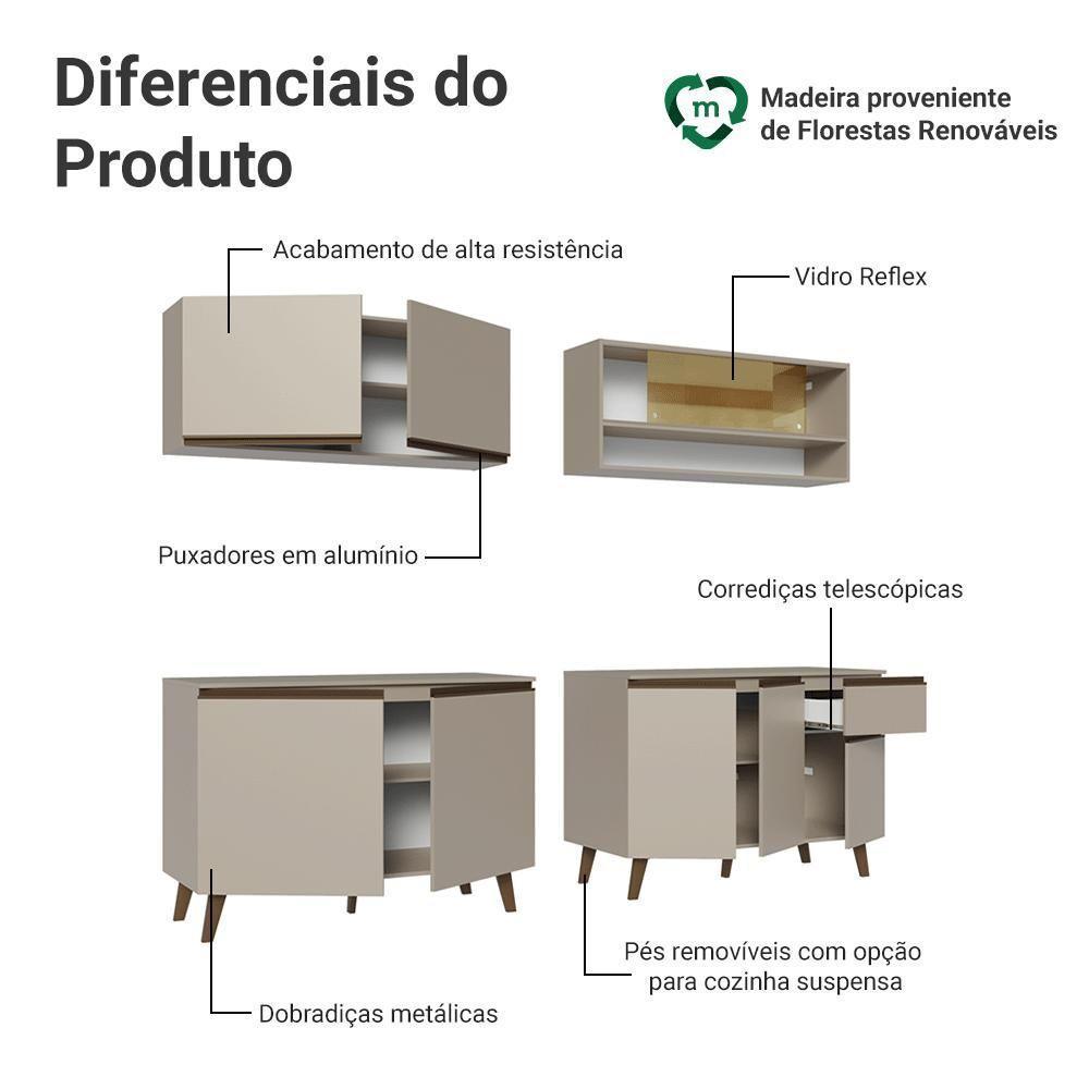 Armário De Cozinha Completa 240 Cm Nice Madesa 03 Crema - 4