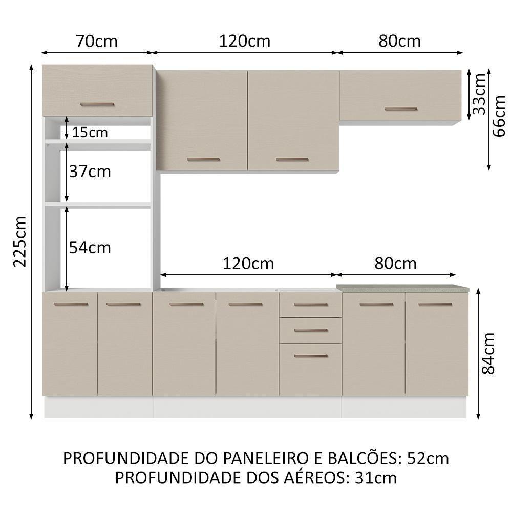 Armário De Cozinha Completa 270cm Branco/crema Agata Madesa 01 Branco/crema Branco/crema - 3