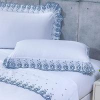 Cobre Leito + Jogo De Cama 7 Peças King Percal 200 Fios Mistral 100% Algodão - Topázio - 6