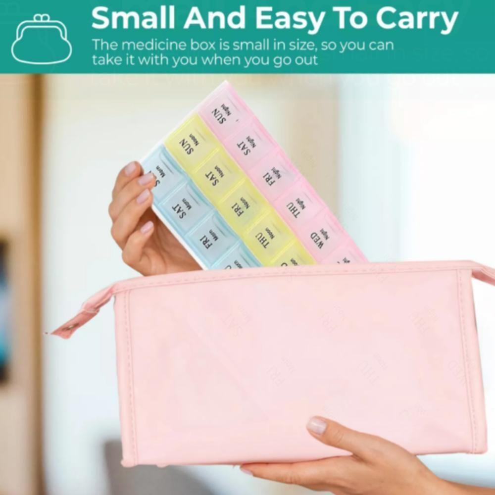 Caixa Porta Comprimidos Semanal Organizador Remedios Diario 21 Divisorias Diario Multiuso Capsulas Estojo Pesca Suplemen - 5