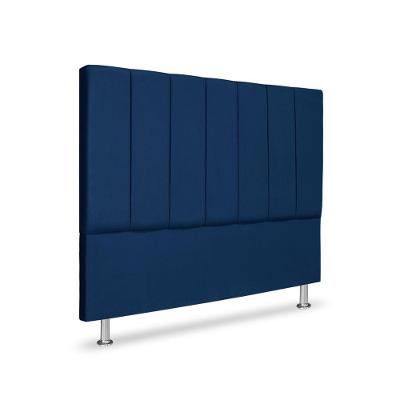 Cabeceira Estofada Cama Box Casal 140 Cm Carla Premium - Veludo Azul Marinho
