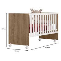 Berço Nacional Doce Sonho 3540 Carvalho Rústico Toq Branco Com Colchão Tend Tudo - Qmovi - 3