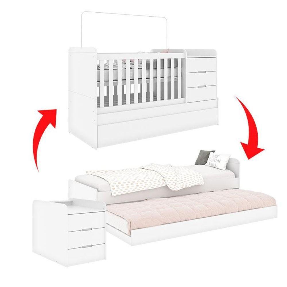 Berço Multifuncional Cleo E Cômoda Infantil Americano Ambiente Branco Fosco - Carolina - 3