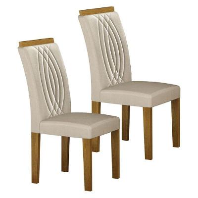 Cadeira Para Mesa De Jantar Doha Mdf Kit 2 Peças Freijó Joli Palha - Leifer Móveis