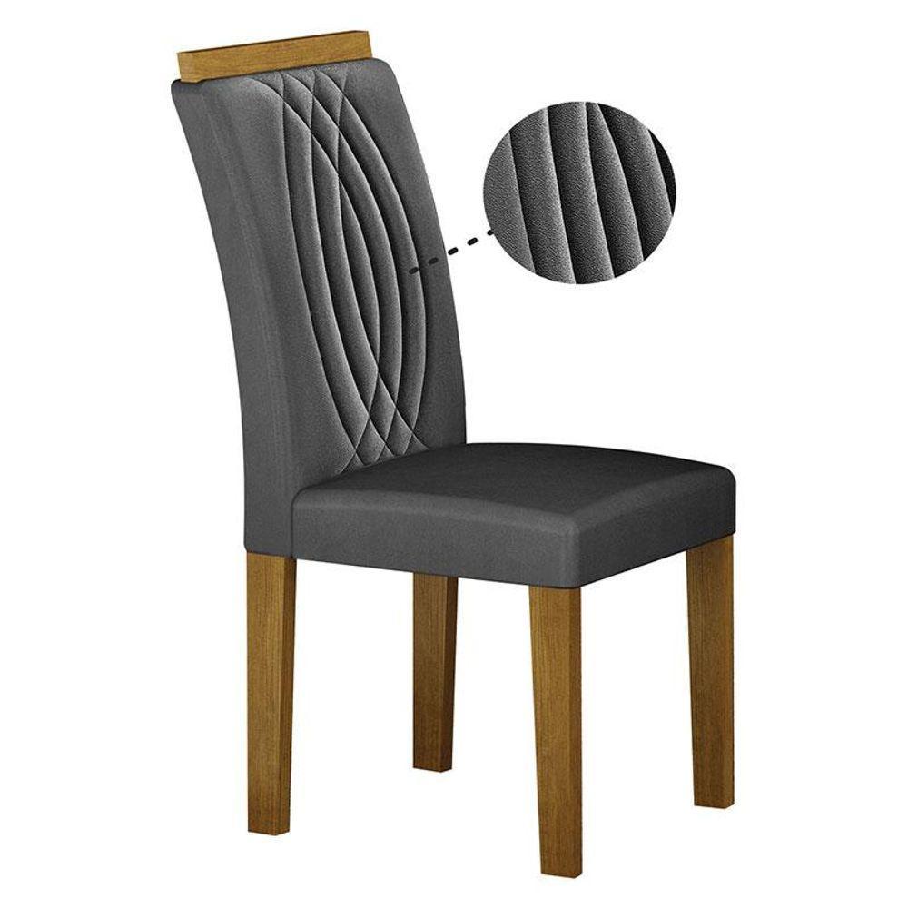 Cadeira Para Mesa De Jantar Doha Mdf Kit 2 Peças Freijó Joli Chumbo - Leifer Móveis - 4