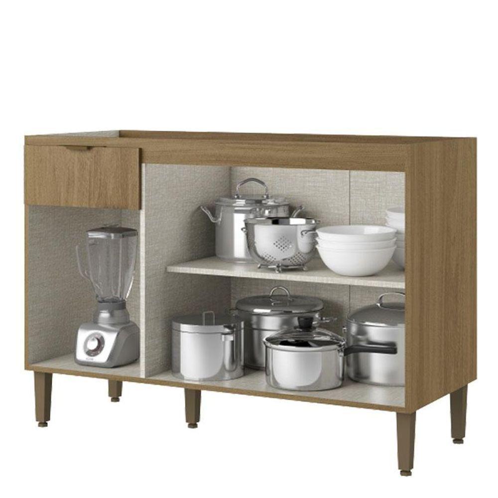 Balcão 120 Cm 3 Portas E 1 Gavetas Sem Tampo Magnólia Naturale - Thb - 2