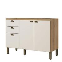Balcão 120 Cm 2 Portas 3 Gavetas Sem Tampo Finesse Capuccino Off White - Thb - 1