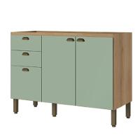 Balcão 120 Cm 2 Portas 3 Gavetas Sem Tampo Finesse Capuccino Menta - Thb - 1