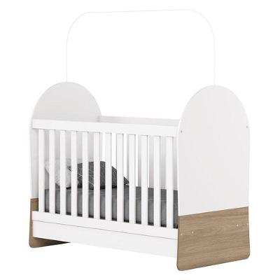 Berço Mini Cama Magia 3 em 1 em MDP Texturizado Branco com Suporte para Mosquiteiro