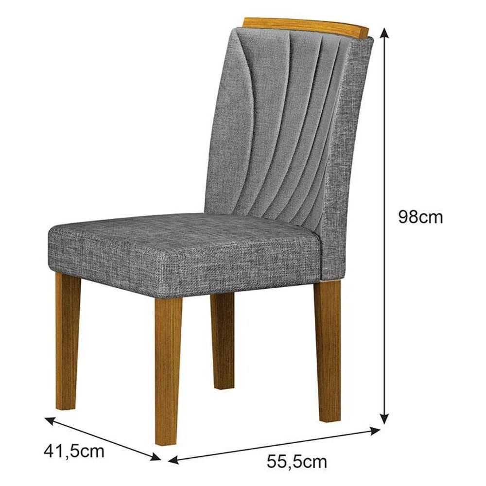 Cadeira Para Mesa De Jantar Lorena Plus Mdf Kit 2 Peças Freijó Linho Cinza - Leifer Móveis - 2