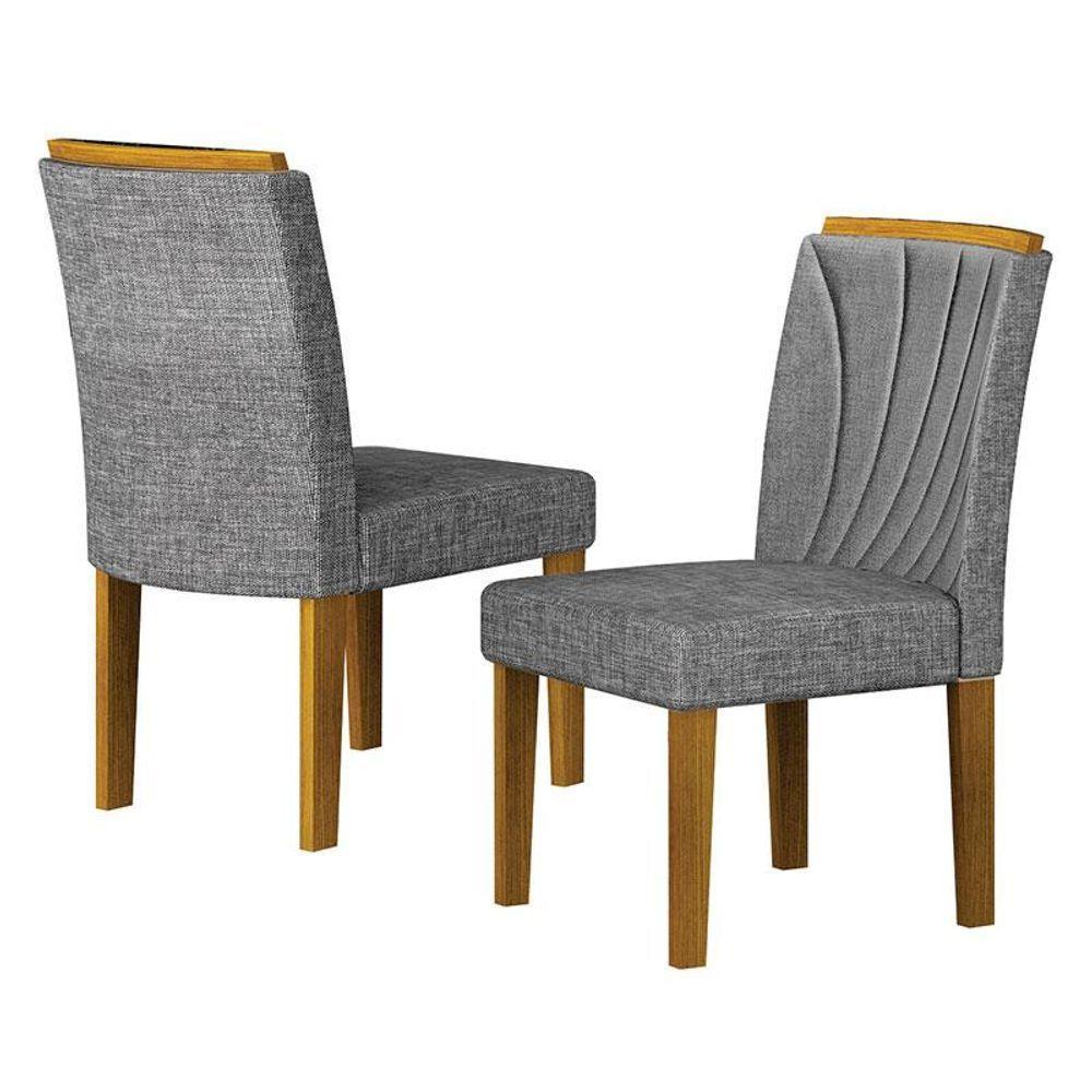 Cadeira Para Mesa De Jantar Lorena Plus Mdf Kit 2 Peças Freijó Linho Cinza - Leifer Móveis - 5