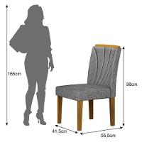 Cadeira Para Mesa De Jantar Lorena Plus Mdf Kit 2 Peças Freijó Linho Cinza - Leifer Móveis - 3
