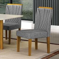 Cadeira Para Mesa De Jantar Lorena Plus Mdf Kit 2 Peças Freijó Linho Cinza - Leifer Móveis - 6
